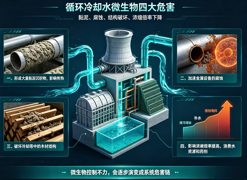 循环冷却水微生物四大危害